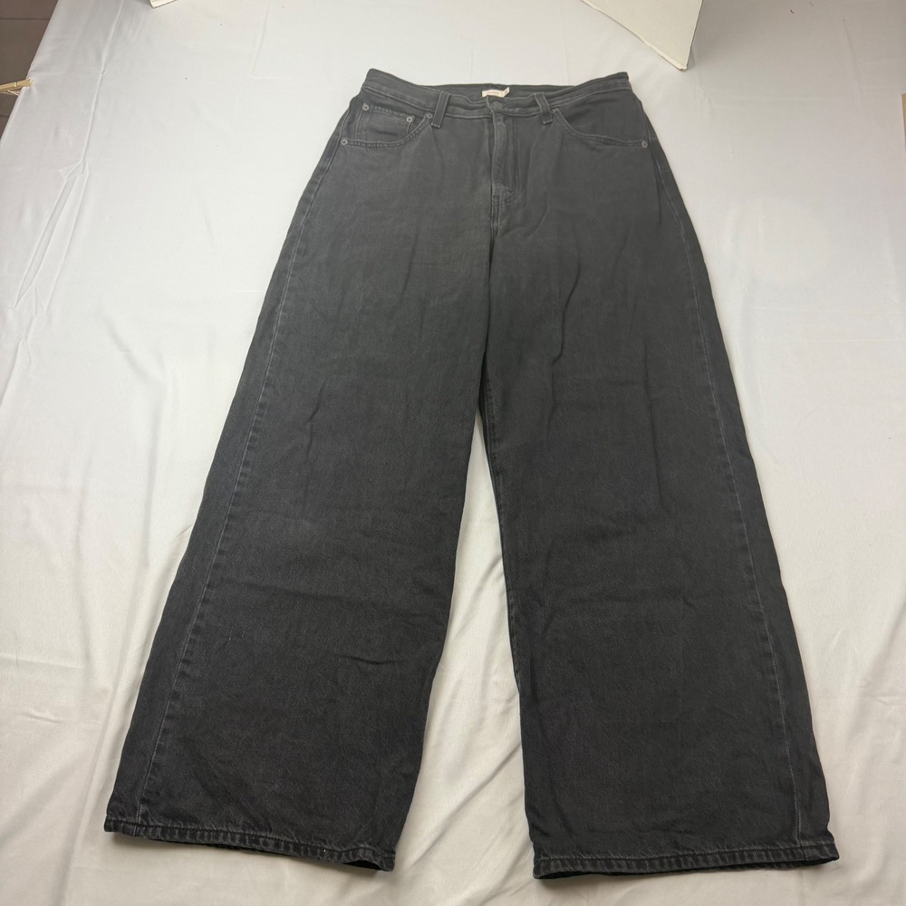 Levis Cinch Baggy Jeans Womens 31 x30 Black Wide Leg High Rise Denim 001UP-0003